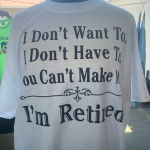 Womens/men’s retired funny tee shirt size large $10